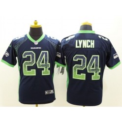 Seattle Seahawks #24 Marshawn Lynch Drift Fashion Blue Elite Nike NFL Men Jersey