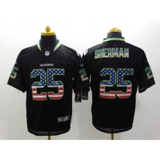 Seattle Seahawks #25 Richard Sherman Black Fashion USA Flag Number Men Football Elite Nike NFL Jersey