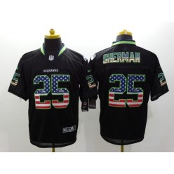 Seattle Seahawks #25 Richard Sherman Black Fashion USA Flag Number Men Football Elite Nike NFL Jersey
