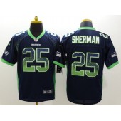 Seattle Seahawks #25 Richard Sherman Drift Fashion Blue Elite Nike NFL Men Jersey