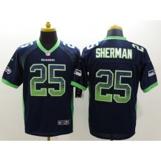 Seattle Seahawks #25 Richard Sherman Drift Fashion Blue Elite Nike NFL Men Jersey