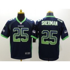 Seattle Seahawks #25 Richard Sherman Drift Fashion Blue Elite Nike NFL Men Jersey