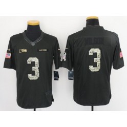 Seattle Seahawks #3 Russell Wilson Anthracite 2016 Salute to Service Limited Nike NFL Men Jersey