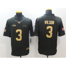Seattle Seahawks #3 Russell Wilson Anthracite Gold Salute to Service Limited Nike NFL Men Jersey