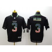 Seattle Seahawks #3 Russell Wilson Black Fashion USA Flag Number Men Football Elite Nike NFL Jersey