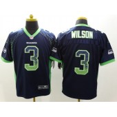 Seattle Seahawks #3 Russell Wilson Drift Fashion Blue Elite Nike NFL Men Jersey