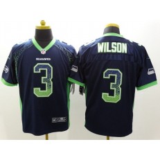 Seattle Seahawks #3 Russell Wilson Drift Fashion Blue Elite Nike NFL Men Jersey
