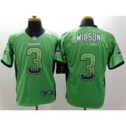 Seattle Seahawks #3 Russell Wilson Drift Fashion Green Elite Nike NFL Men Jersey