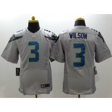 Seattle Seahawks #3 Russell Wilson Gray Elite Nike NFL Men Jersey
