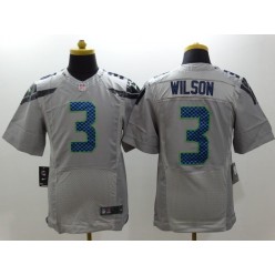 Seattle Seahawks #3 Russell Wilson Gray Elite Nike NFL Men Jersey