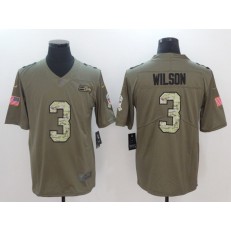Seattle Seahawks #3 Russell Wilson Olive Camo Salute To Service Limited Nike NFL Jersey