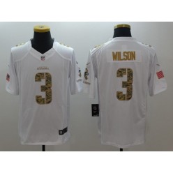 Seattle Seahawks #3 Russell Wilson White Salute To Service Stitched NFL Nike Limited Men Jersey