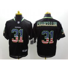 Seattle Seahawks #31 Kam Chancellor Black Fashion USA Flag Number Men Football Elite Nike NFL Jersey