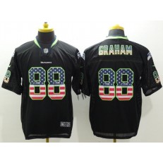 Seattle Seahawks #88 Jimmy Graham Black Fashion USA Flag Number Men Football Elite Nike NFL Jersey