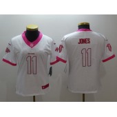 Women Nike Atlanta Falcons #11 Julio Jones White Pink Stitched NFL Limited Rush Fashion Jersey