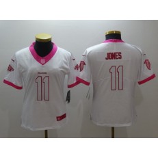 Women Nike Atlanta Falcons #11 Julio Jones White Pink Stitched NFL Limited Rush Fashion Jersey