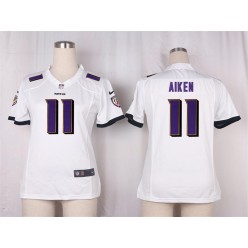 Women Nike Baltimore Ravens #11 Kamar Aiken Game White NFL Jersey