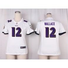 Women Nike Baltimore Ravens #12 Wallace Game White NFL Jersey