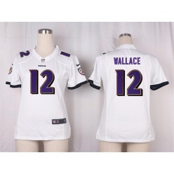 Women Nike Baltimore Ravens #12 Wallace Game White NFL Jersey