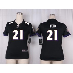 Women Nike Baltimore Ravens #21 Lardarius Webb Game Black Alternate NFL Jersey