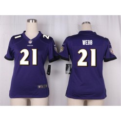 Women Nike Baltimore Ravens #21 Lardarius Webb Game Purple Team Color NFL Jersey