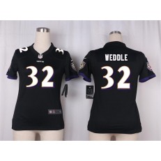 Women Nike Baltimore Ravens #32 Eric Weddle Game Black Alternate NFL Jersey