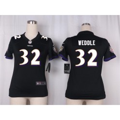 Women Nike Baltimore Ravens #32 Eric Weddle Game Black Alternate NFL Jersey