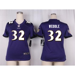 Women Nike Baltimore Ravens #32 Eric Weddle Game Purple Team Color NFL Jersey