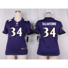 Women Nike Baltimore Ravens #34 Lorenzo Taliaferro Game Purple Team Color NFL Jersey