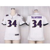 Women Nike Baltimore Ravens #34 Lorenzo Taliaferro Game White NFL Jersey