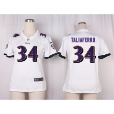 Women Nike Baltimore Ravens #34 Lorenzo Taliaferro Game White NFL Jersey