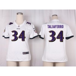 Women Nike Baltimore Ravens #34 Lorenzo Taliaferro Game White NFL Jersey