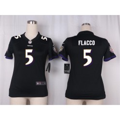 Women Nike Baltimore Ravens #5 Joe Flacco Game Black Alternate NFL Jersey