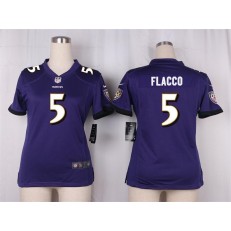 Women Nike Baltimore Ravens #5 Joe Flacco Game Purple Team Color NFL Jersey