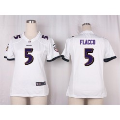 Women Nike Baltimore Ravens #5 Joe Flacco Game White NFL Jersey