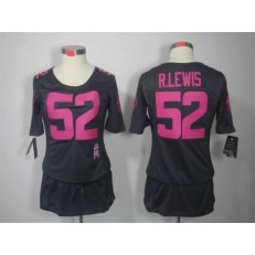Women Nike Baltimore Ravens #52 Ray Lewis Breast Cancer Awareness Gray NFL Jersey
