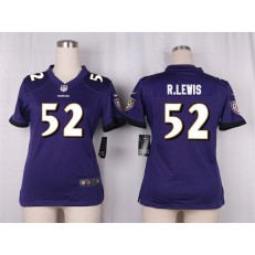 Women Nike Baltimore Ravens #52 Ray Lewis Game Purple Team Color NFL Jersey