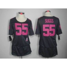 Women Nike Baltimore Ravens #55 Terrell Suggs Breast Cancer Awareness Gray NFL Jersey
