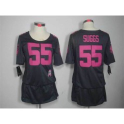 Women Nike Baltimore Ravens #55 Terrell Suggs Breast Cancer Awareness Gray NFL Jersey