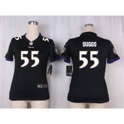 Women Nike Baltimore Ravens #55 Terrell Suggs Game Black Alternate NFL Jersey