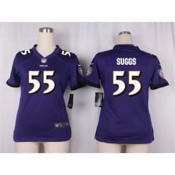 Women Nike Baltimore Ravens #55 Terrell Suggs Game Purple Team Color NFL Jersey