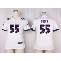Women Nike Baltimore Ravens #55 Terrell Suggs Game White NFL Jersey