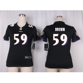 Women Nike Baltimore Ravens #59 Brown Game Black Alternate NFL Jersey