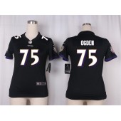 Women Nike Baltimore Ravens #75 Jonathan Ogden Game Black Alternate NFL Jersey