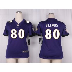 Women Nike Baltimore Ravens #80 Crockett Gillmore Game Purple Team Color NFL Jersey
