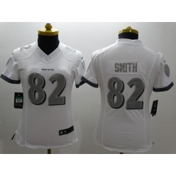 Women Nike Baltimore Ravens #82 Torrey Smith Platinum White Limited NFL Jersey