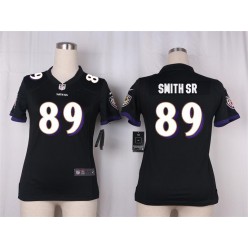 Women Nike Baltimore Ravens #89 Steve Smith Sr Game Black Alternate NFL Jersey