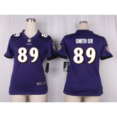 Women Nike Baltimore Ravens #89 Steve Smith Sr Game Purple Team Color NFL Jersey