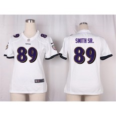 Women Nike Baltimore Ravens #89 Steve Smith Sr Game White NFL Jersey