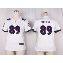 Women Nike Baltimore Ravens #89 Steve Smith Sr Game White NFL Jersey
